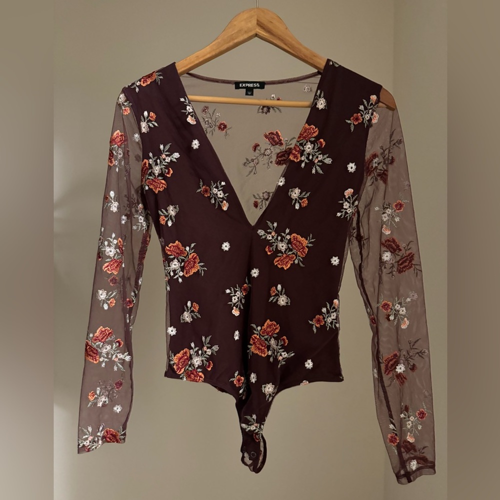 Express Floral Embroidered Bodysuit